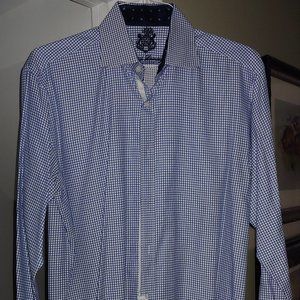 English Laundry Mens Shirt Size 15 1/2, 34/35 Check design Navy/White